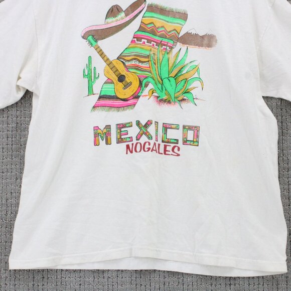 Vintage Lobo Shirt Men XL White Short Sleeve Mexico Nogales Graphic Logo Art 90s - Picture 4 of 9